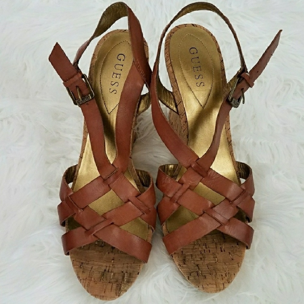 Guess Wedge camel color Sandals! Size 11